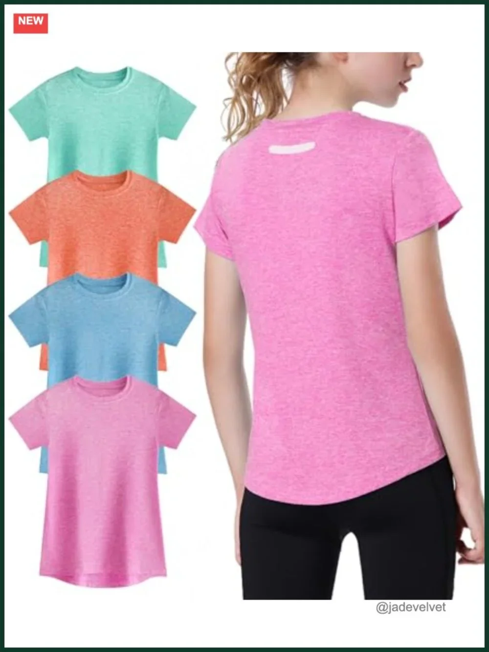 Girls Athletic Shirts Quick Dry Workout Activewear Sports Tops Set 8-16Y